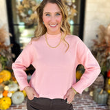 The Daily Mock Neck Sweater - Soft Pink-230 Sweaters/Cardis-SKIES ARE BLUE-July & June Women's Fashion Boutique Located in San Antonio, Texas