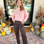 Chocolate Faux Leather Straight Leg Pants-420 Denim-HIDDEN JEANS-July & June Women's Fashion Boutique Located in San Antonio, Texas