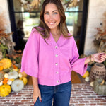 Comfy Oversized Cardigan Top - Pink-230 Sweaters/Cardis-FATE-July & June Women's Fashion Boutique Located in San Antonio, Texas