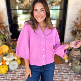 Comfy Oversized Cardigan Top - Pink-230 Sweaters/Cardis-FATE-July & June Women's Fashion Boutique Located in San Antonio, Texas