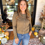 The Everyday Girl Olive Cardigan-230 Sweaters/Cardis-SKIES ARE BLUE-July & June Women's Fashion Boutique Located in San Antonio, Texas
