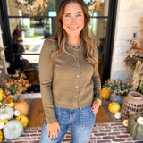 The Everyday Girl Olive Cardigan-230 Sweaters/Cardis-SKIES ARE BLUE-July & June Women's Fashion Boutique Located in San Antonio, Texas