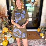 Bold Floral Knit Mini Dress-510 Mini-ENTRO-July & June Women's Fashion Boutique Located in San Antonio, Texas