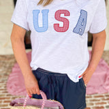 USA Relaxed Tee-210 Casual Blouses-SHIRALEAH-July & June Women's Fashion Boutique Located in San Antonio, Texas