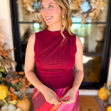 Sleek & Chic Pomegranate Sleeveless Blouse-200 Fashion Blouses-DRESS FORUM-July & June Women's Fashion Boutique Located in San Antonio, Texas