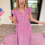 Mary Square - Elaine Gingham Midi Dress-MARY SQUARE-July & June Women's Fashion Boutique Located in San Antonio, Texas