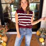 PINK FRIDAY DOORBUSTERS - Half Zip Sweater - Maroon - ONLINE - FINAL SALE-PINK FRIDAY DOORBUSTERS-DOUBLE ZERO-July & June Women's Fashion Boutique Located in San Antonio, Texas
