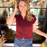 PINK FRIDAY DOORBUSTERS - Short Sleeve Cardigan - Maroon - ONLINE - FINAL SALE-PINK FRIDAY DOORBUSTERS-BLU PEPPER-July & June Women's Fashion Boutique Located in San Antonio, Texas