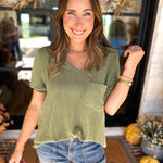 PINK FRIDAY DOORBUSTERS - Ribbed Top - Olive - ONLINE - FINAL SALE-PINK FRIDAY DOORBUSTERS-ENTRO-July & June Women's Fashion Boutique Located in San Antonio, Texas
