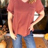 PINK FRIDAY DOORBUSTERS - Ribbed Top - Rust - ONLINE - FINAL SALE-PINK FRIDAY DOORBUSTERS-ENTRO-July & June Women's Fashion Boutique Located in San Antonio, Texas