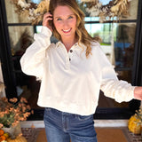 PINK FRIDAY DOORBUSTERS - Henley Polo Top - Cream - ONLINE - FINAL SALE-PINK FRIDAY DOORBUSTERS-DOUBLE ZERO-July & June Women's Fashion Boutique Located in San Antonio, Texas