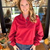 PINK FRIDAY DOORBUSTERS - Henley Polo Top - Red - ONLINE - FINAL SALE-PINK FRIDAY DOORBUSTERS-DOUBLE ZERO-July & June Women's Fashion Boutique Located in San Antonio, Texas