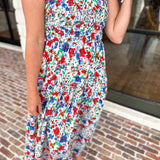 Summer In Bloom Midi Dress-500 Midi-SKIES ARE BLUE-July & June Women's Fashion Boutique Located in San Antonio, Texas
