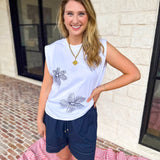 Current Air - Embroidered Floral Tee-200 Fashion Blouses-CURRENT AIR CLOTHING-July & June Women's Fashion Boutique Located in San Antonio, Texas