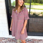 Fall Transition Mini Dress - Red Bean-510 Mini-ENTRO-July & June Women's Fashion Boutique Located in San Antonio, Texas