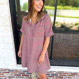 Fall Transition Mini Dress - Red Bean-510 Mini-ENTRO-July & June Women's Fashion Boutique Located in San Antonio, Texas