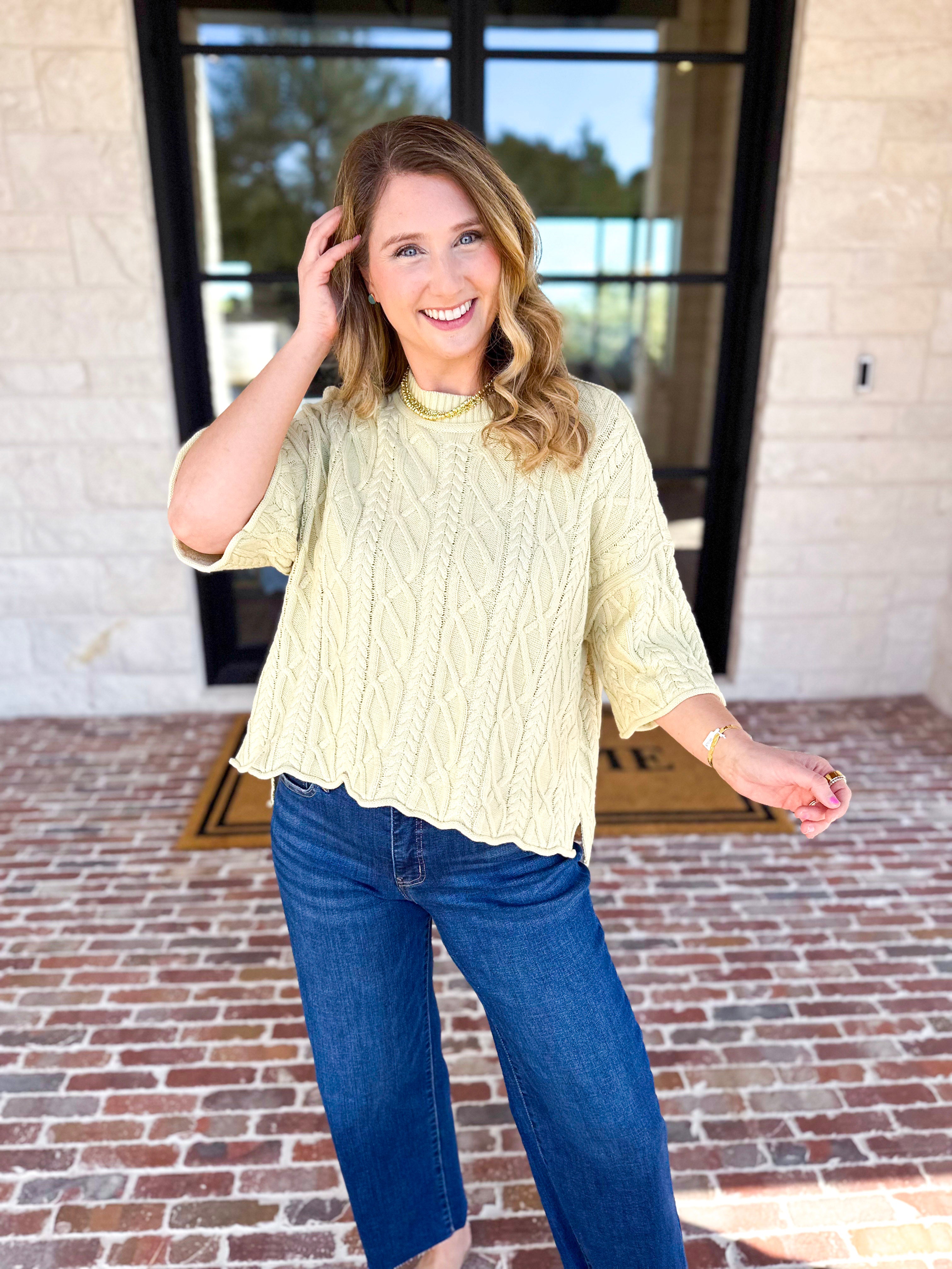 The Bailee Sweater Top - Kiwi-230 Sweaters/Cardis-RAE MODE-July & June Women's Fashion Boutique Located in San Antonio, Texas