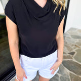 Current Air - Cowl Neck Blouse - Black-200 Fashion Blouses-CURRENT AIR CLOTHING-July & June Women's Fashion Boutique Located in San Antonio, Texas