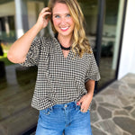 August Gingham Blouse - Black-200 Fashion Blouses-OLIVACEOUS-July & June Women's Fashion Boutique Located in San Antonio, Texas
