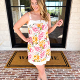 Cream & Floral Scalloped Mini Dress-510 Mini-FATE-July & June Women's Fashion Boutique Located in San Antonio, Texas