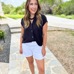 Current Air - Classic Button Down Blouse - Black-200 Fashion Blouses-CURRENT AIR CLOTHING-July & June Women's Fashion Boutique Located in San Antonio, Texas