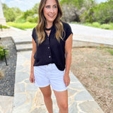 Current Air - Classic Button Down Blouse - Black-200 Fashion Blouses-CURRENT AIR CLOTHING-July & June Women's Fashion Boutique Located in San Antonio, Texas
