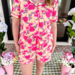 Mary Square - Charlotte Daisy Chain Pink PJs Short Set-300 Athleisure/Lounge-MARY SQUARE-July & June Women's Fashion Boutique Located in San Antonio, Texas