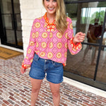 The Retro Pink Blouse-200 Fashion Blouses-FATE-July & June Women's Fashion Boutique Located in San Antonio, Texas
