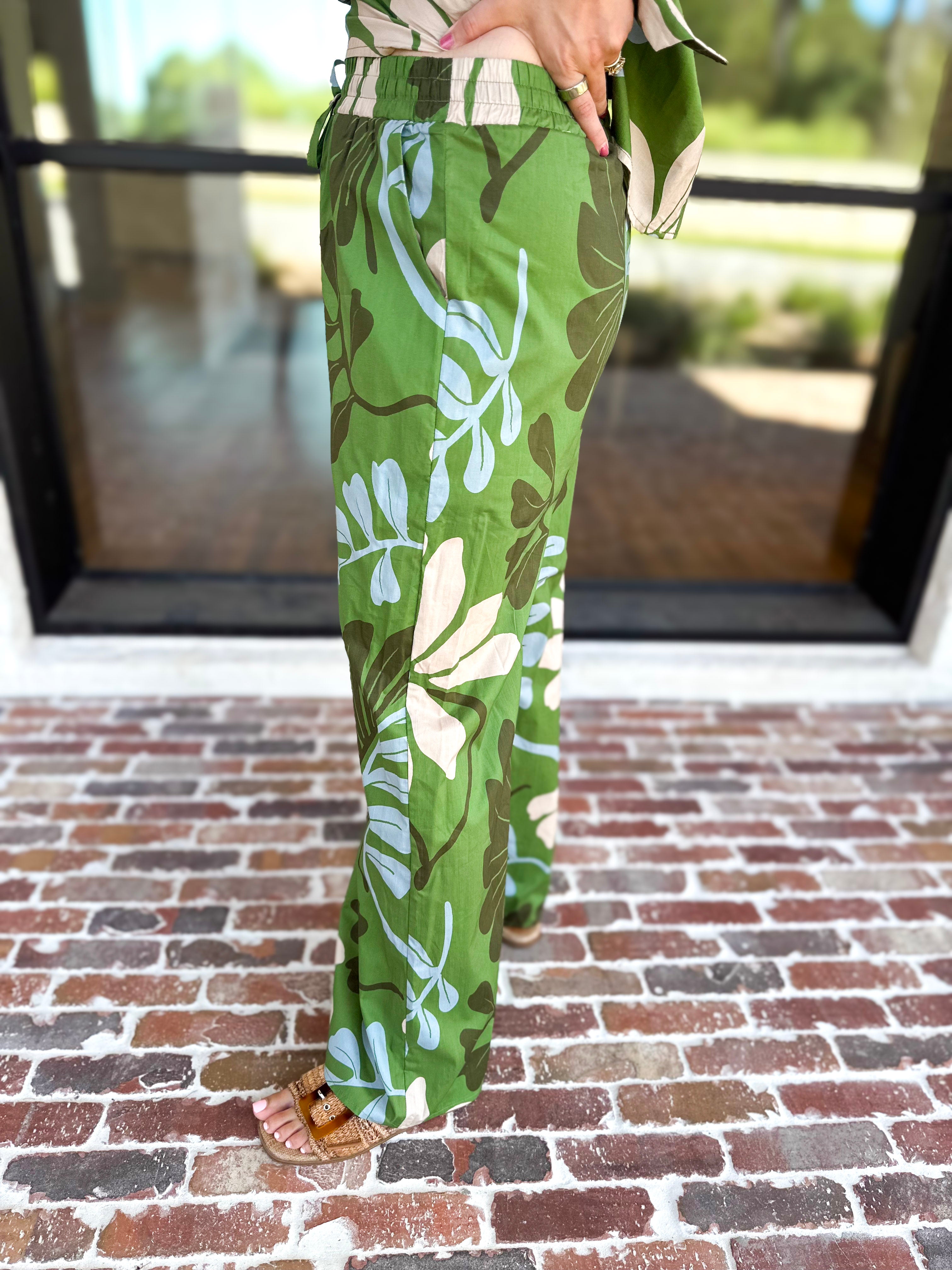 Sunset Floral Set - Matcha Green-500 Midi-ENTRO-July & June Women's Fashion Boutique Located in San Antonio, Texas