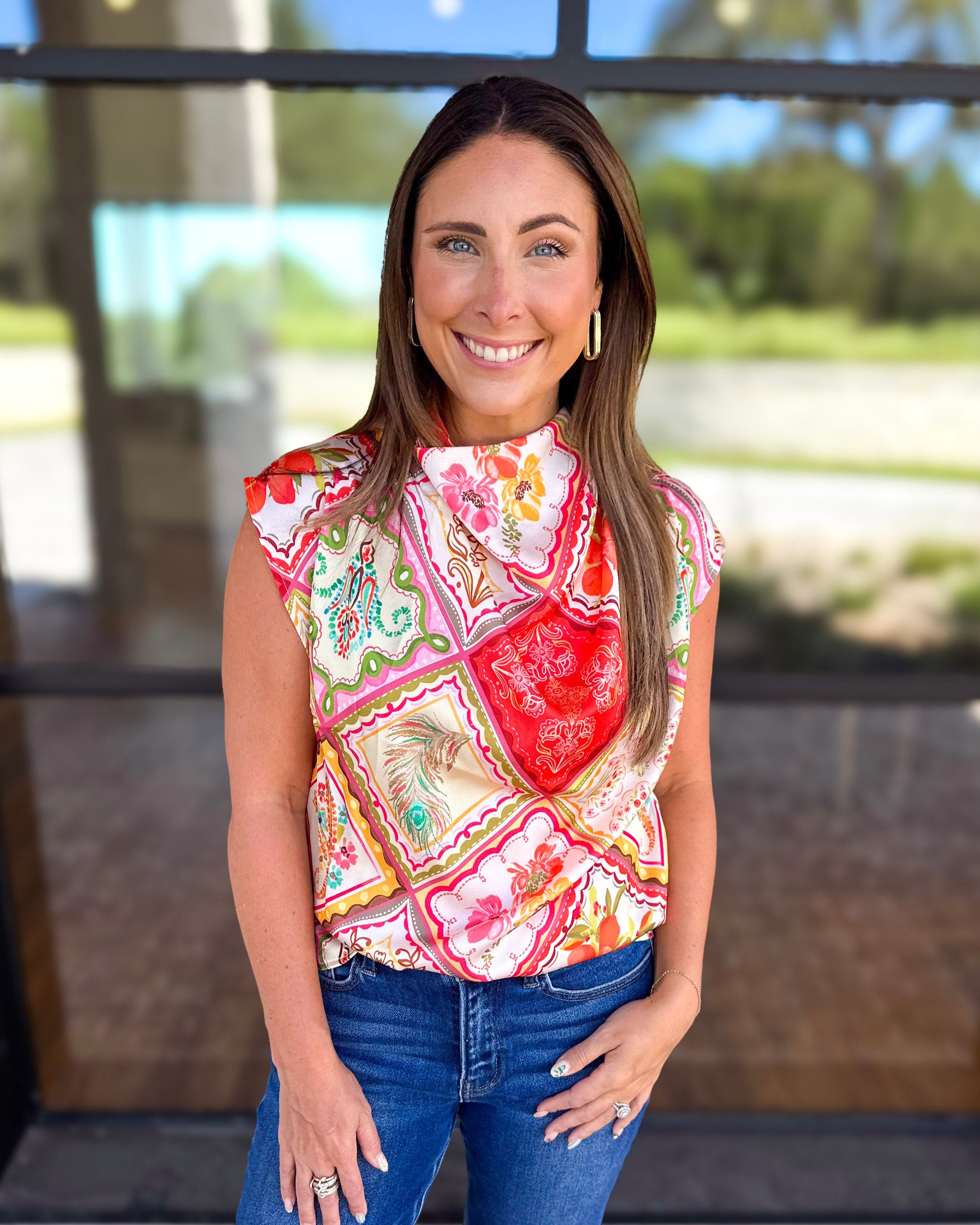 THML - Main Character Satin Blouse-200 Fashion Blouses-THML-July & June Women's Fashion Boutique Located in San Antonio, Texas