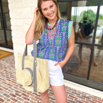 THML - Mixed Print Abstract Blouse-200 Fashion Blouses-THML-July & June Women's Fashion Boutique Located in San Antonio, Texas