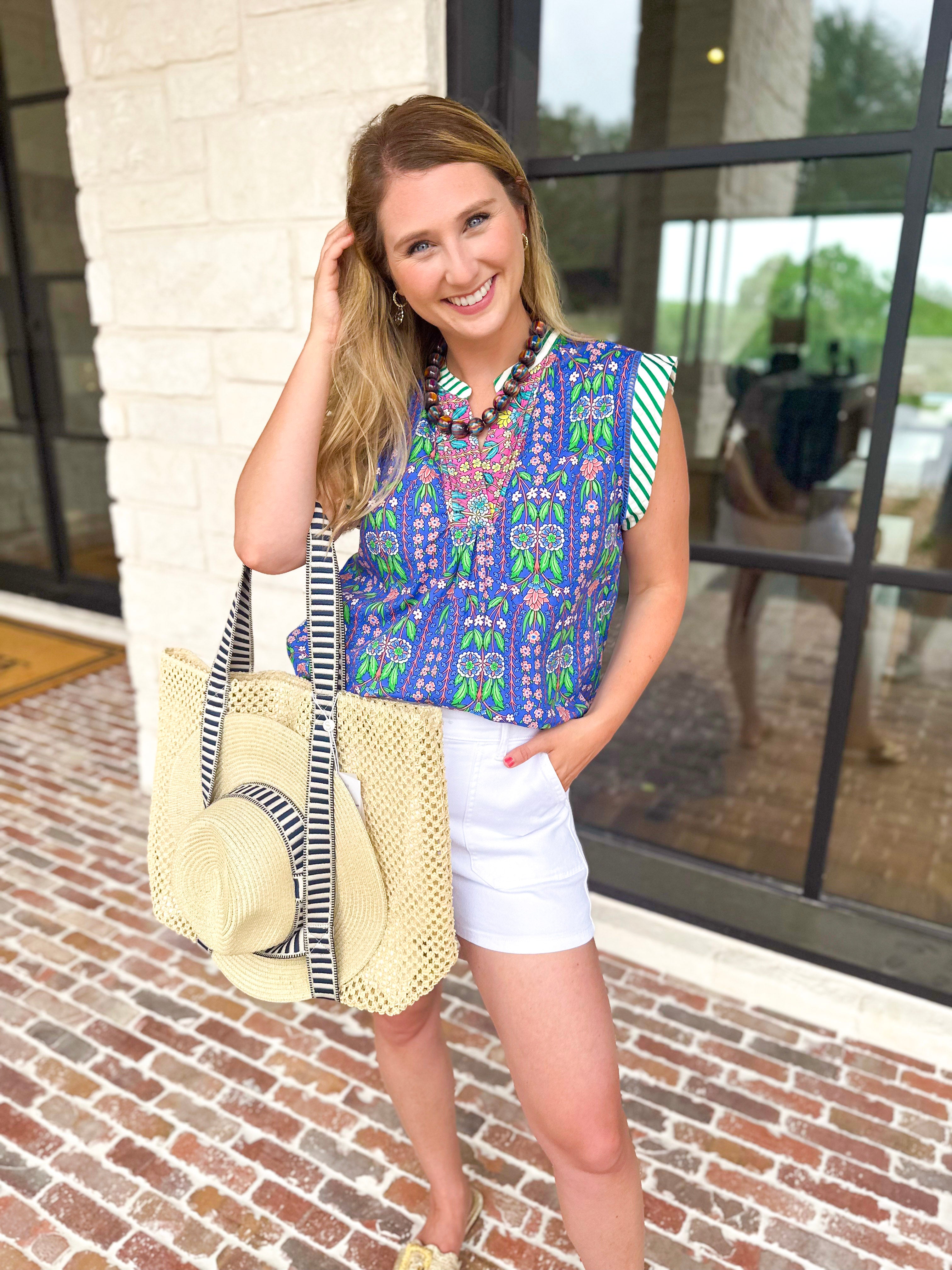 THML - Mixed Print Abstract Blouse-200 Fashion Blouses-THML-July & June Women's Fashion Boutique Located in San Antonio, Texas