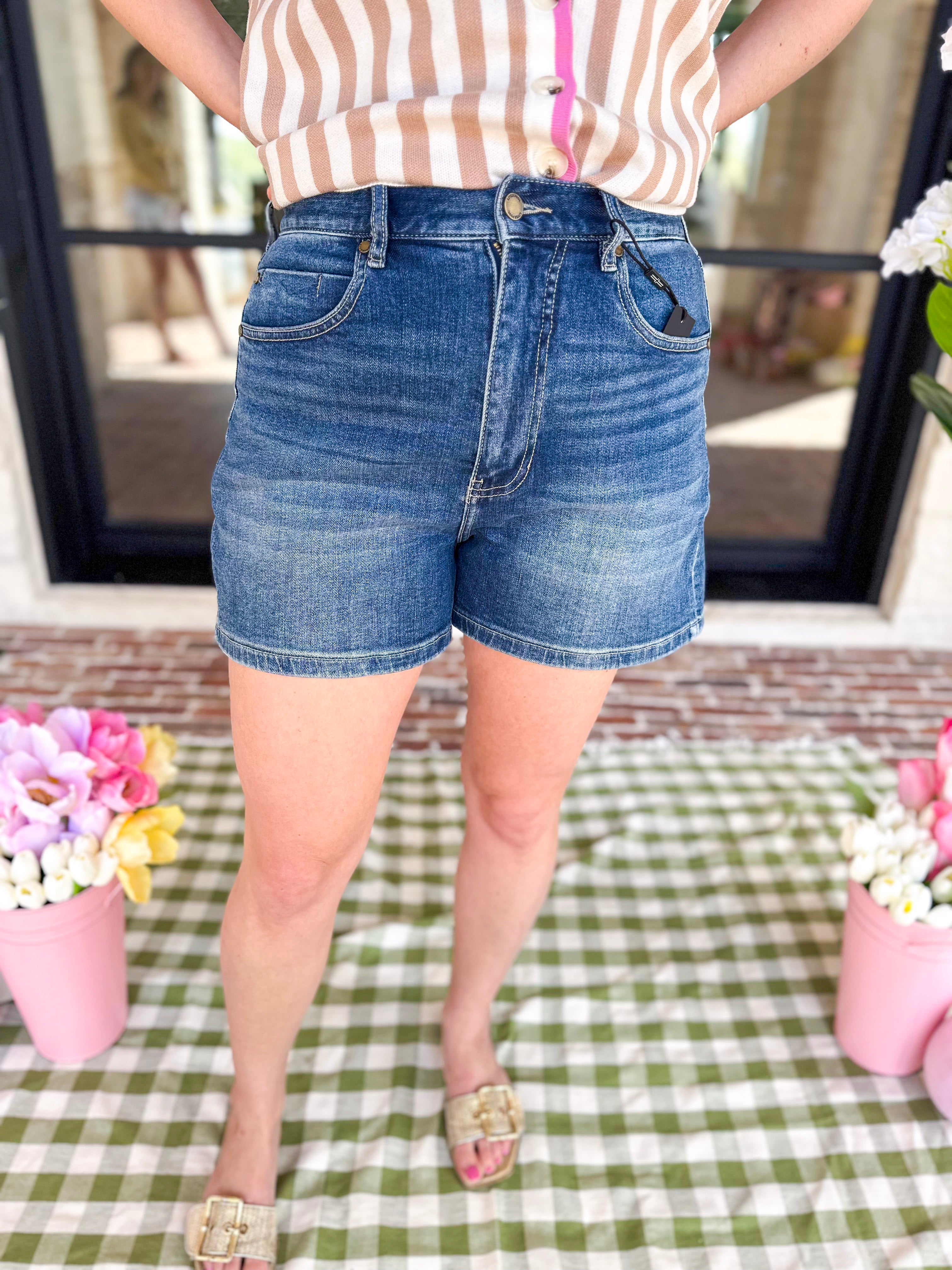 LIVERPOOL - High Rise Heritage Denim Shorts-410 Shorts/Skirts-LIVERPOOL JEANS COMPANY-July & June Women's Fashion Boutique Located in San Antonio, Texas