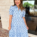 MARY SQUARE - Molly Sunshower Blue Flora Midi Dress-500 Midi-MARY SQUARE-July & June Women's Fashion Boutique Located in San Antonio, Texas