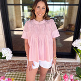 New Romantics Lace Blouse - Baby Pink-200 Fashion Blouses-FATE-July & June Women's Fashion Boutique Located in San Antonio, Texas