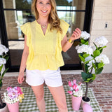 Lemon Drop Blouse-200 Fashion Blouses-IN FEBRUARY-July & June Women's Fashion Boutique Located in San Antonio, Texas