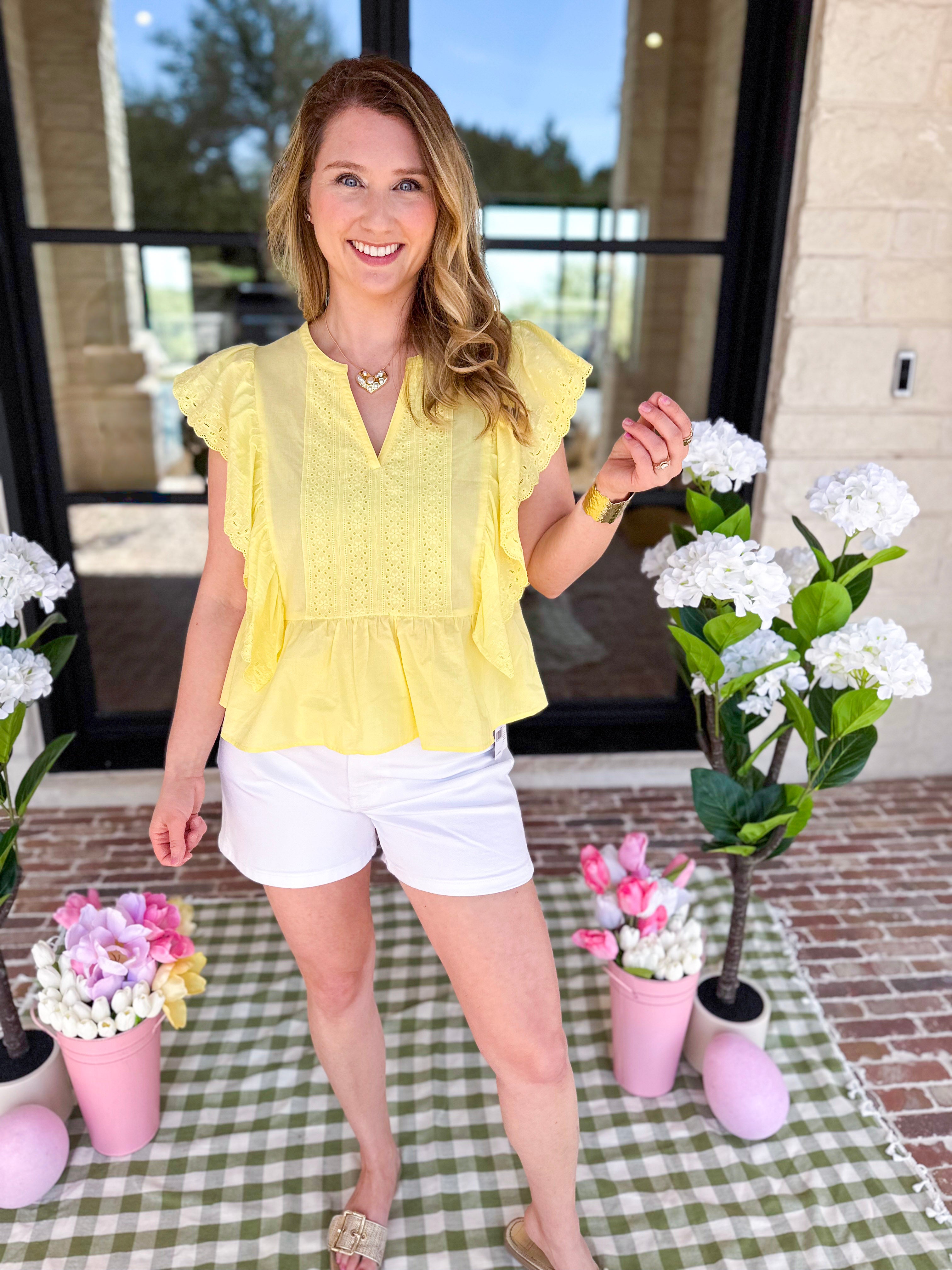 Lemon Drop Blouse-200 Fashion Blouses-IN FEBRUARY-July & June Women's Fashion Boutique Located in San Antonio, Texas
