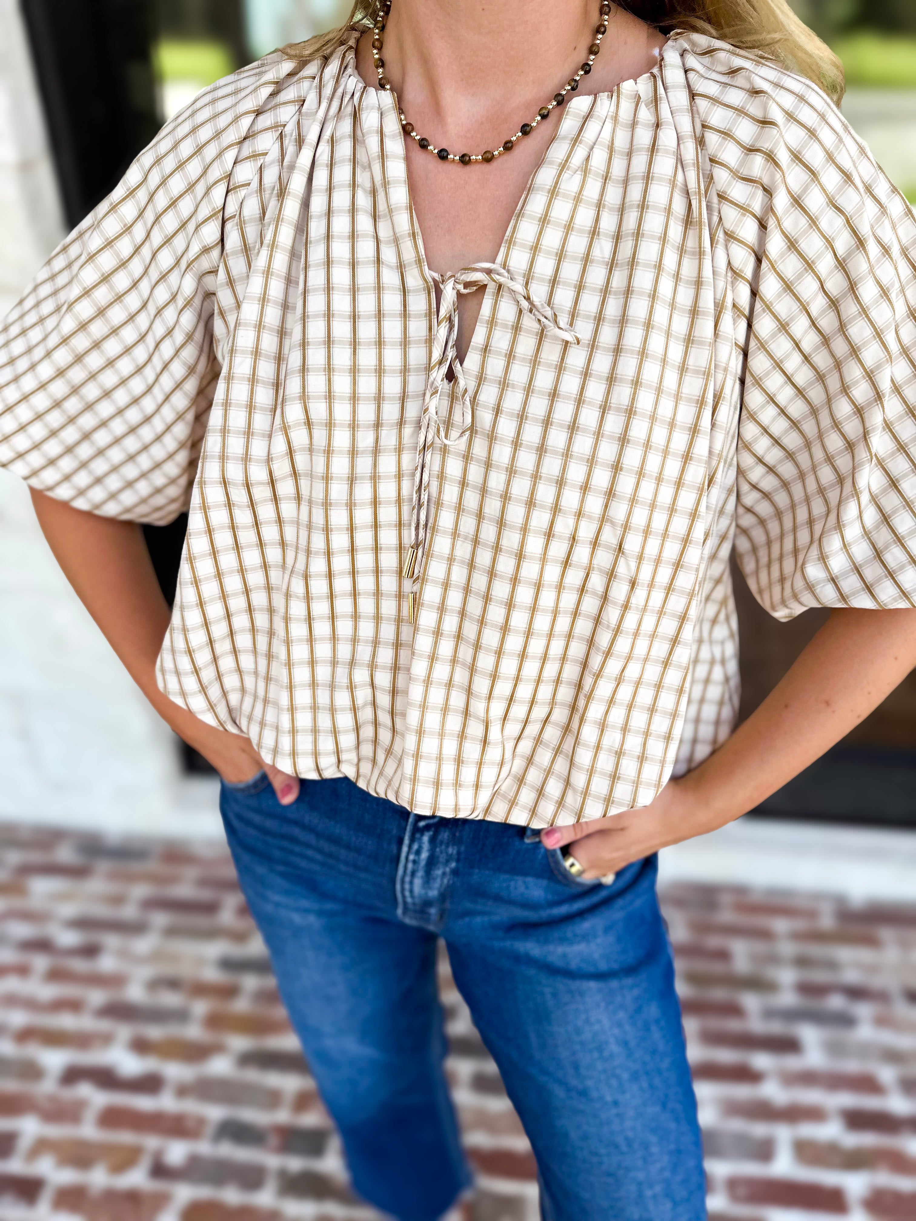 Fall Bubble Blouse-200 Fashion Blouses-ENTRO-July & June Women's Fashion Boutique Located in San Antonio, Texas