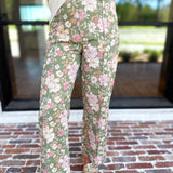 Fall Floral Denim Pants - Olive-400 Pants-ENTRO-July & June Women's Fashion Boutique Located in San Antonio, Texas