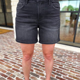 Vervet - High Rise Black Jean Shorts-410 Shorts/Skirts-VEVERT BY FLYING MONKEY-July & June Women's Fashion Boutique Located in San Antonio, Texas