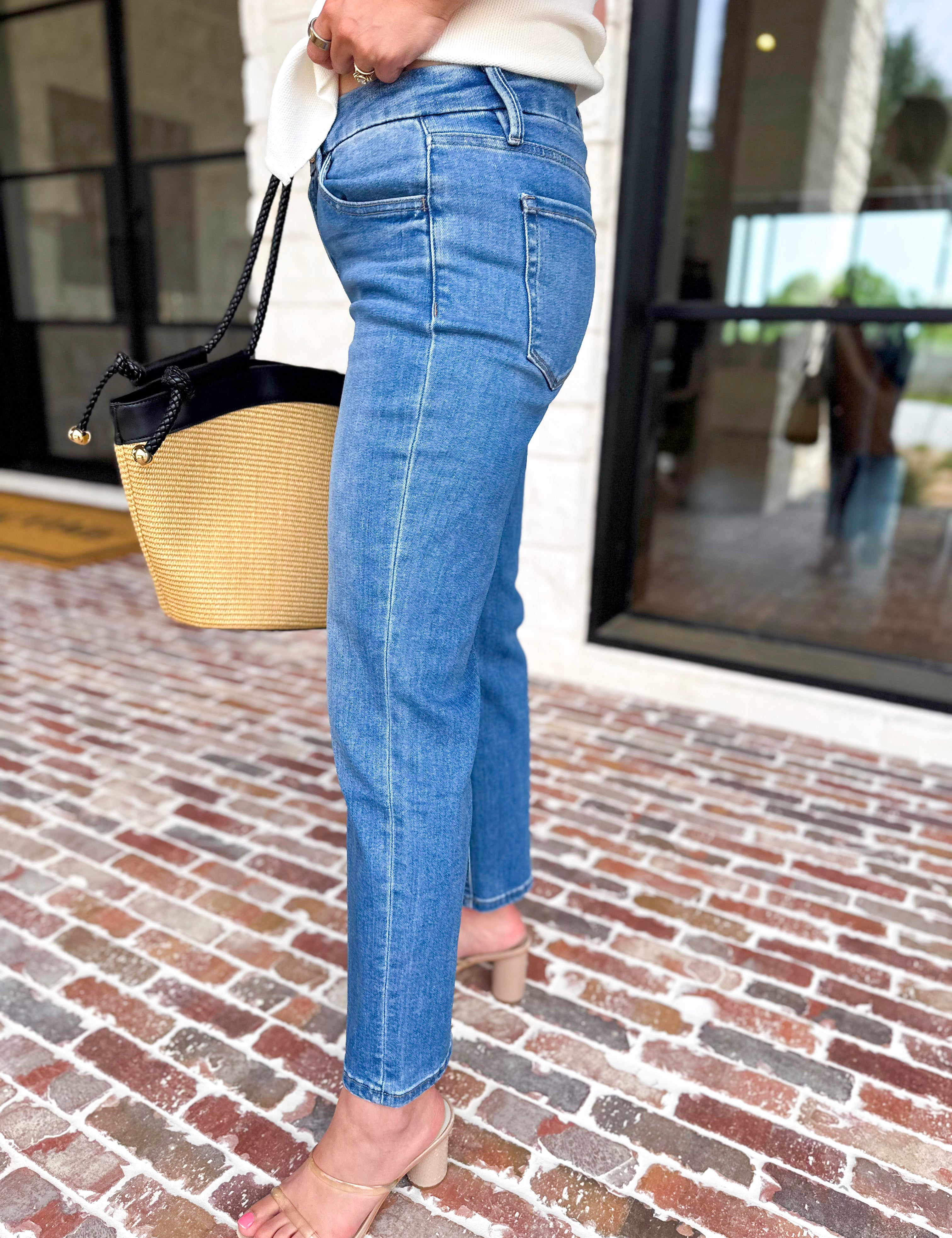Vervet - Mid Rise Straight Leg Jeans-400 Pants-VEVERT BY FLYING MONKEY-July & June Women's Fashion Boutique Located in San Antonio, Texas