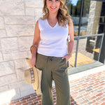 LIVERPOOL - Sleeveless V-Neck Knit Tank - White-210 Casual Blouses-LIVERPOOL JEANS COMPANY-July & June Women's Fashion Boutique Located in San Antonio, Texas