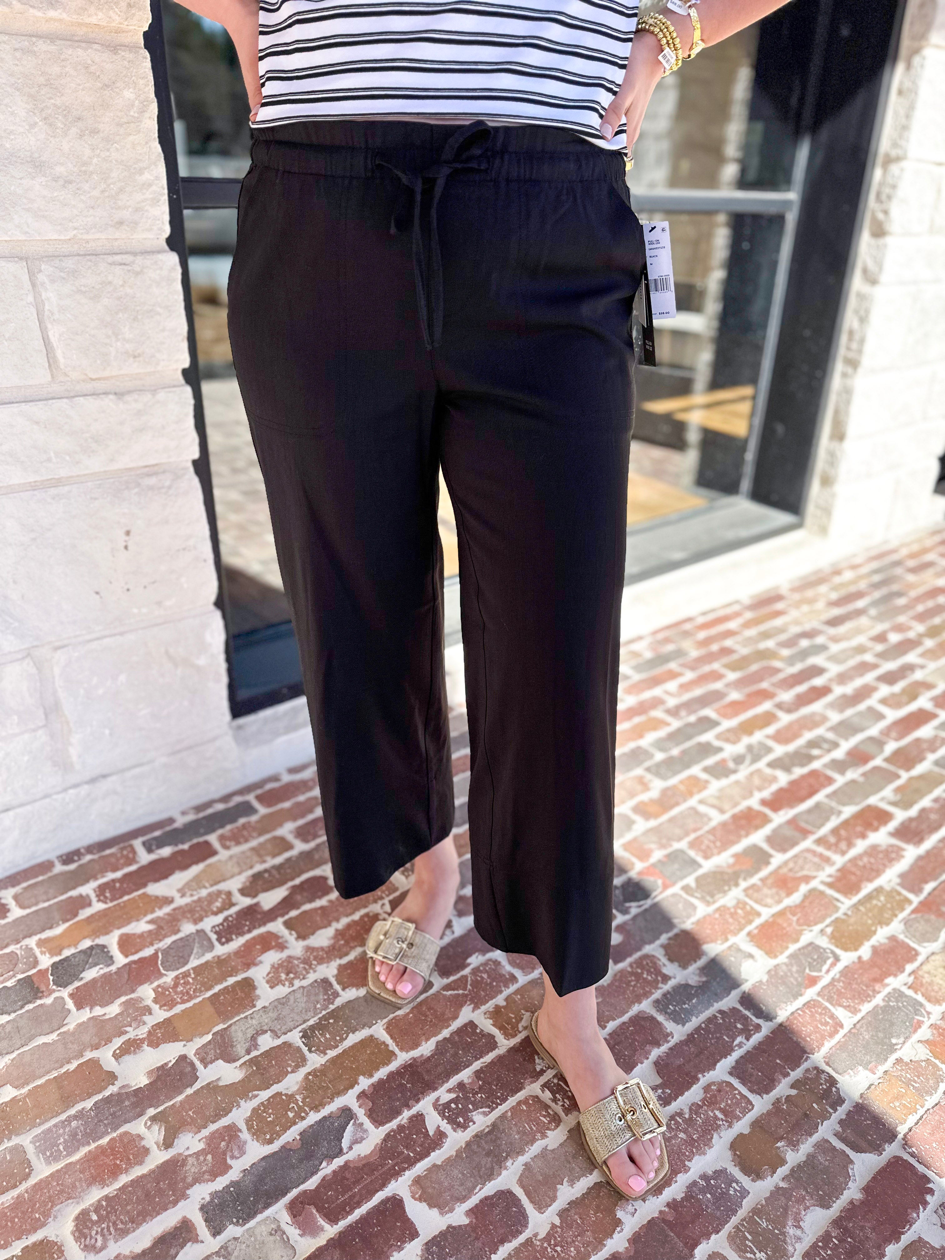 LIVERPOOL - Pull On Cropped Pant - Black-400 Pants-LIVERPOOL JEANS COMPANY-July & June Women's Fashion Boutique Located in San Antonio, Texas
