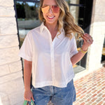 Current Air - Pleated Button Down Blouse-200 Fashion Blouses-CURRENT AIR CLOTHING-July & June Women's Fashion Boutique Located in San Antonio, Texas