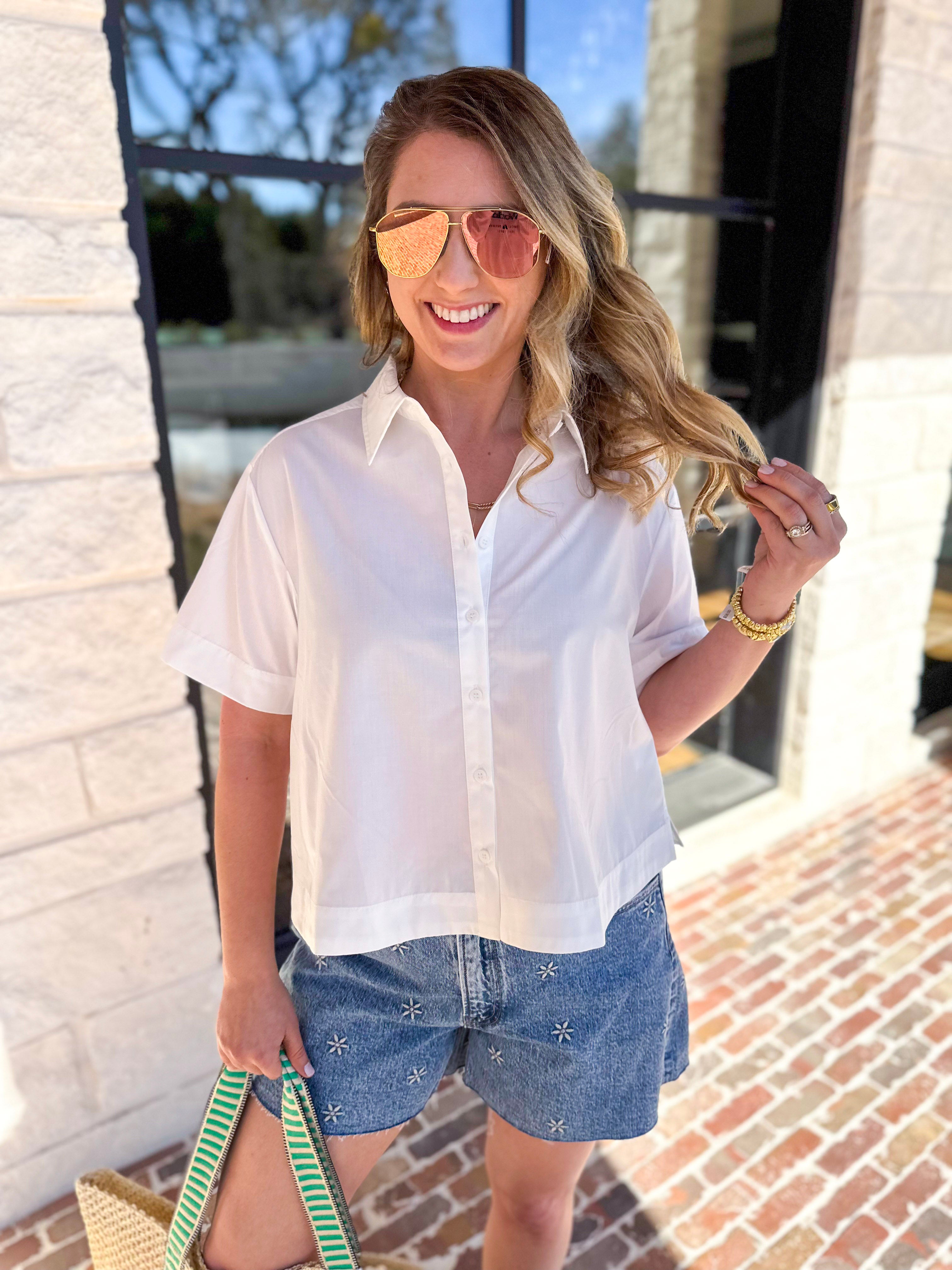 Current Air - Pleated Button Down Blouse-200 Fashion Blouses-CURRENT AIR CLOTHING-July & June Women's Fashion Boutique Located in San Antonio, Texas