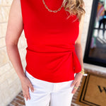 Current Air - Elevated Wrap Tank - Red-200 Fashion Blouses-CURRENT AIR CLOTHING-July & June Women's Fashion Boutique Located in San Antonio, Texas