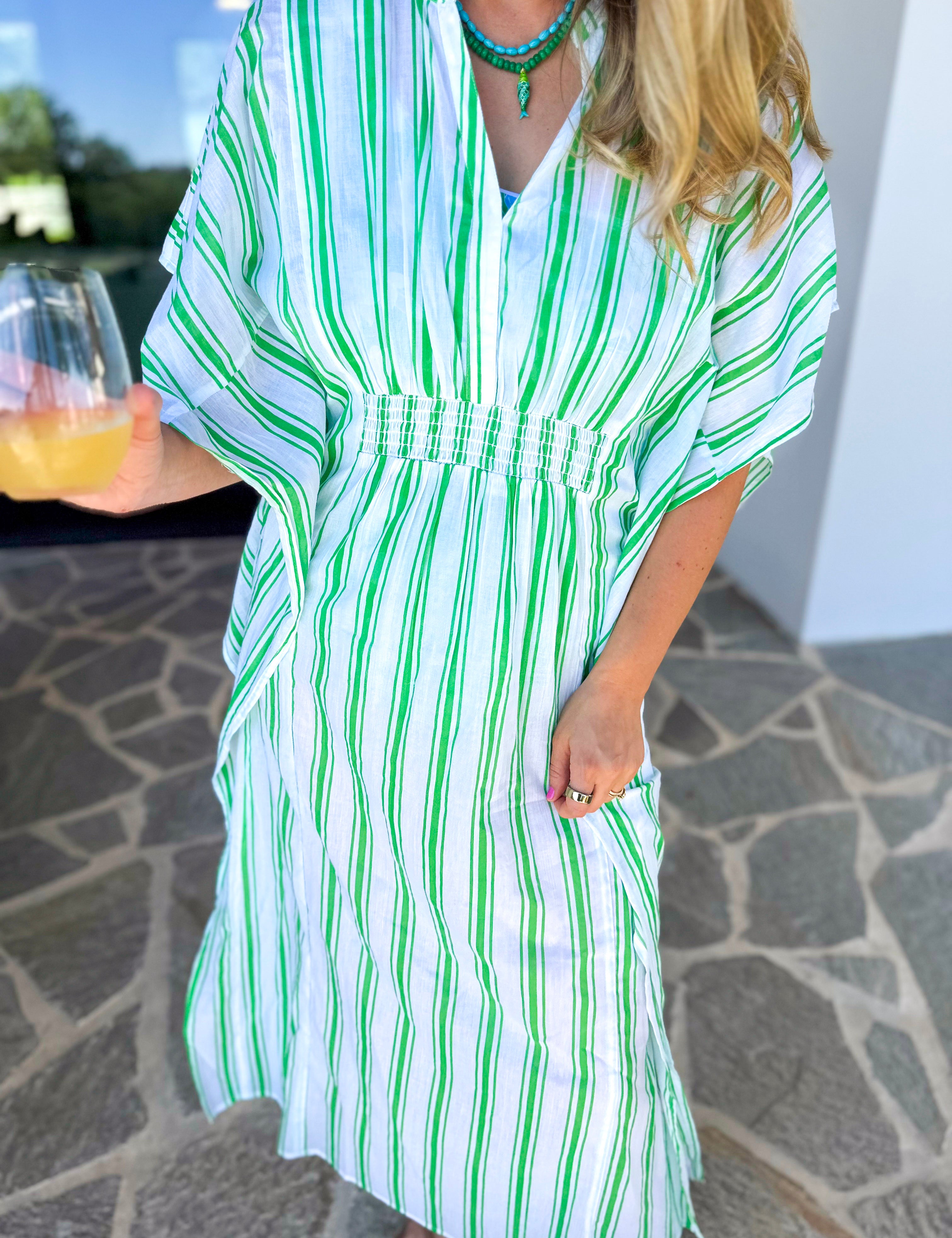 MARY SQUARE - Priscilla Short Beach Dress - Seafoam Stripe-300 Athleisure/Lounge-MARY SQUARE-July & June Women's Fashion Boutique Located in San Antonio, Texas