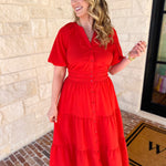 The Carrie Midi Dress - Red-500 Midi-IN FEBRUARY-July & June Women's Fashion Boutique Located in San Antonio, Texas