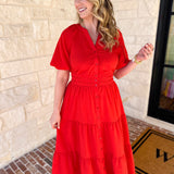 The Carrie Midi Dress - Red-500 Midi-IN FEBRUARY-July & June Women's Fashion Boutique Located in San Antonio, Texas