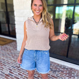 Knit Zip Tank-230 Sweaters/Cardis-FATE-July & June Women's Fashion Boutique Located in San Antonio, Texas